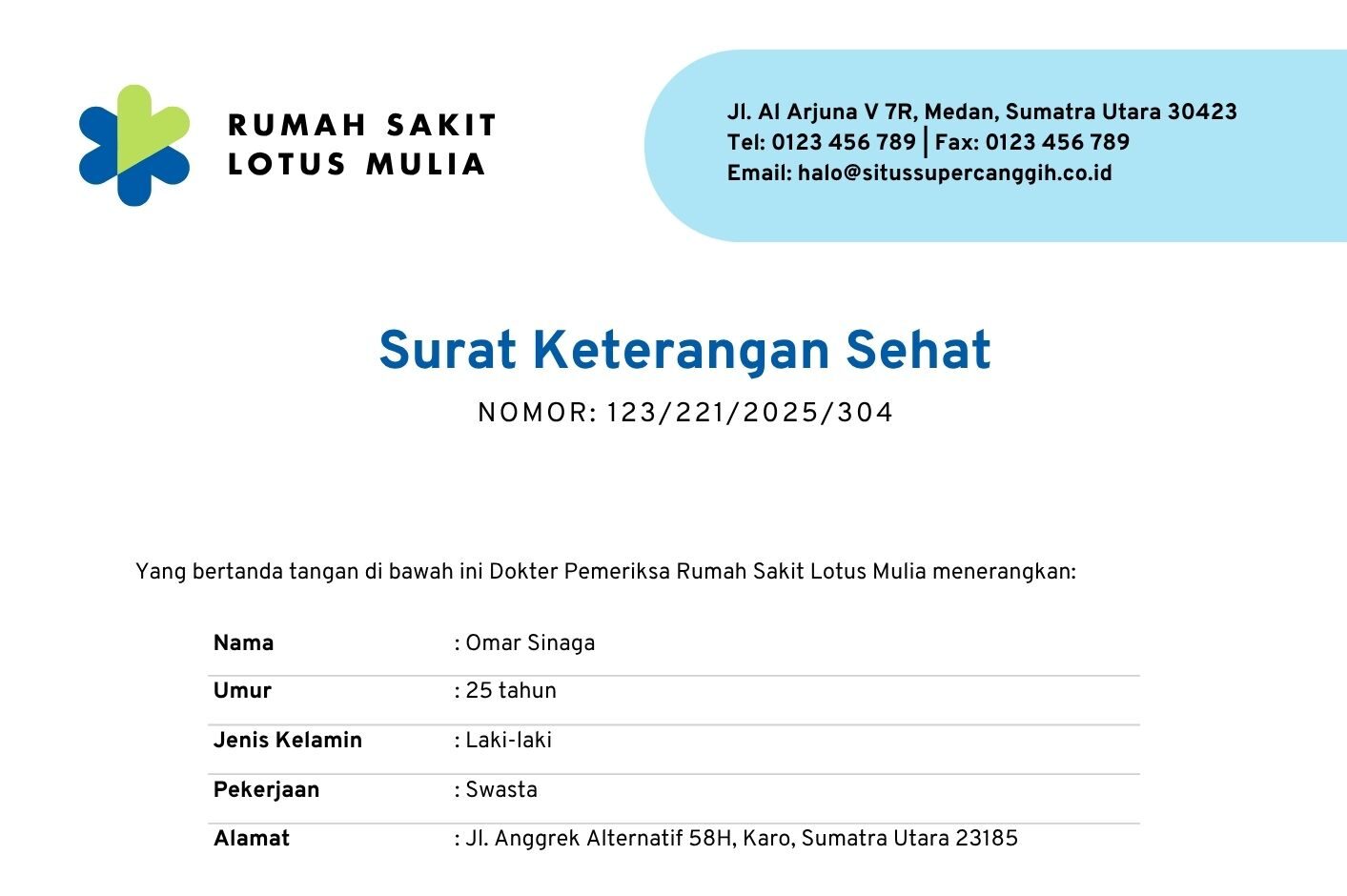 Surat Keterangan Sehat Online Gratis